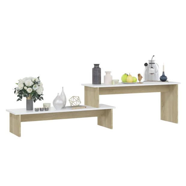 The Living Store Industriële TV Meubel - 180 x 30 x 43 cm - Sonoma Eiken/Wit