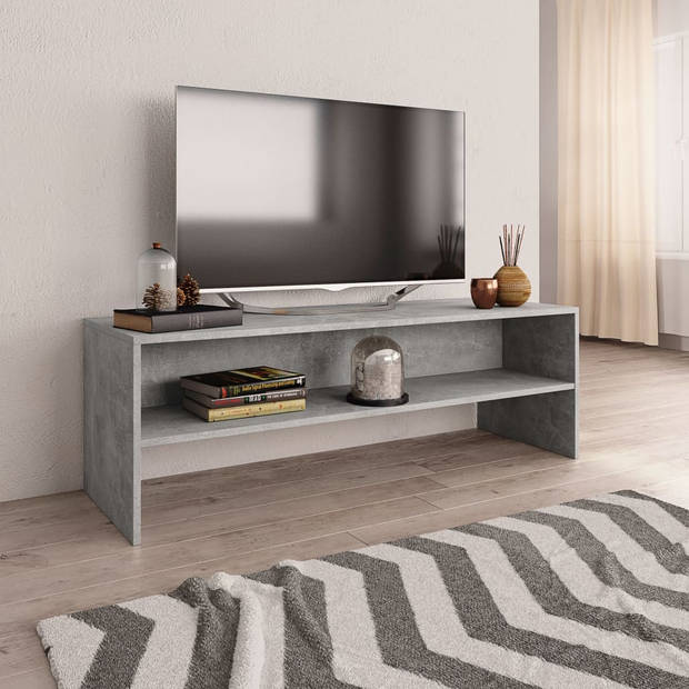 The Living Store Vintage TV-meubel - Bewerkt hout - 120 x 40 x 40 cm - Betongrijs