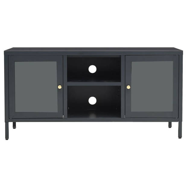 The Living Store TV-kast - 105 x 35 x 52 cm - antraciet - stalen constructie