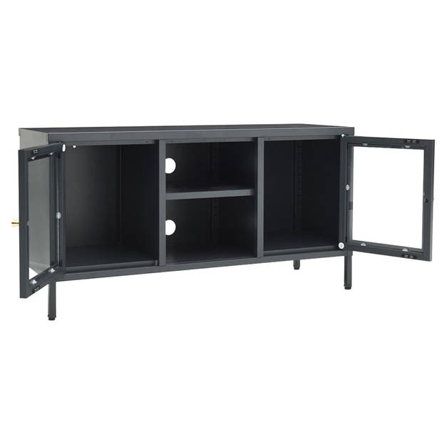 vidaXL Tv-meubel 105x35x52 cm staal en glas antracietkleurig