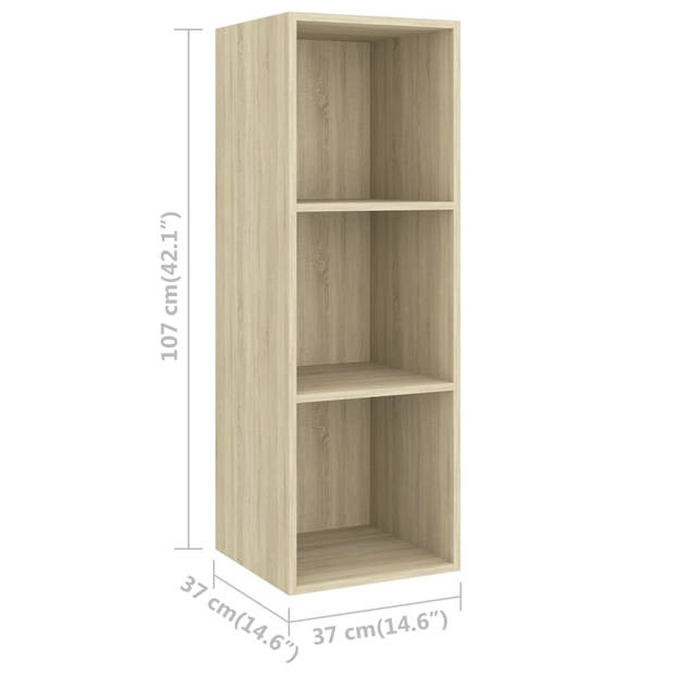 The Living Store Televisiewandmeubelset - Sonoma eiken - 37 x 37 x 107 cm - Met opbergruimte