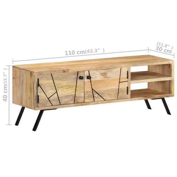 vidaXL Tv-meubel 110x30x40 cm massief mangohout