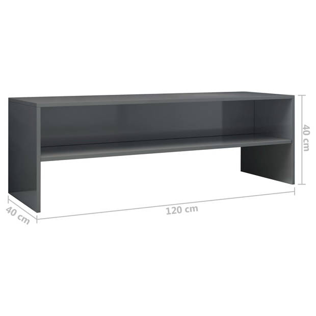 The Living Store Tv-meubel Vintage Stijl - Bewerkt Hout - 120x40x40 cm - Hoogglans Grijs