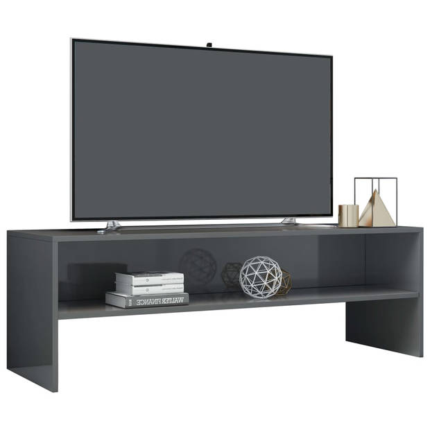 The Living Store Tv-meubel Vintage Stijl - Bewerkt Hout - 120x40x40 cm - Hoogglans Grijs