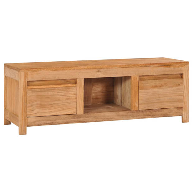 The Living Store Koloniaal TV-meubel - Massief teakhout - 100 x 30 x 35 cm - Lades en vak