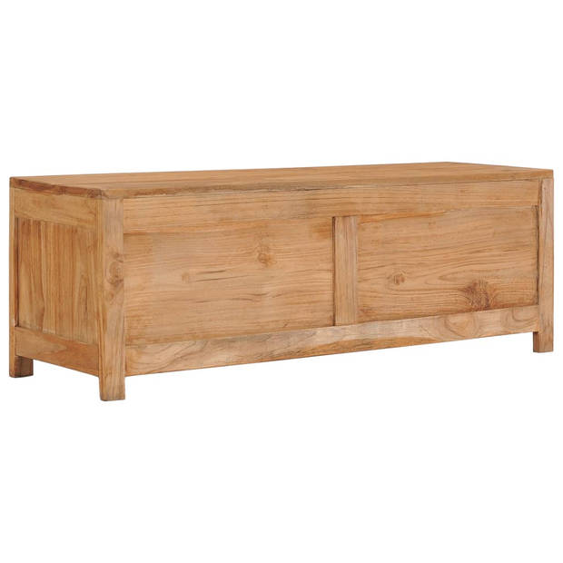 The Living Store Koloniaal TV-meubel - Massief teakhout - 100 x 30 x 35 cm - Lades en vak