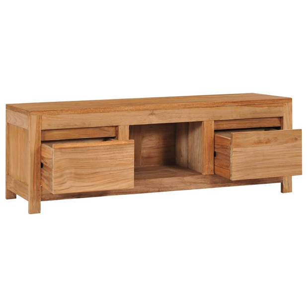 The Living Store Koloniaal TV-meubel - Massief teakhout - 100 x 30 x 35 cm - Lades en vak