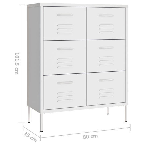 vidaXL Ladekast 80x35x101,5 cm staal wit