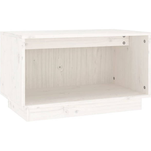 The Living Store Zwevend TV-meubel - Wit - 60 x 35 x 35 cm - Massief grenenhout