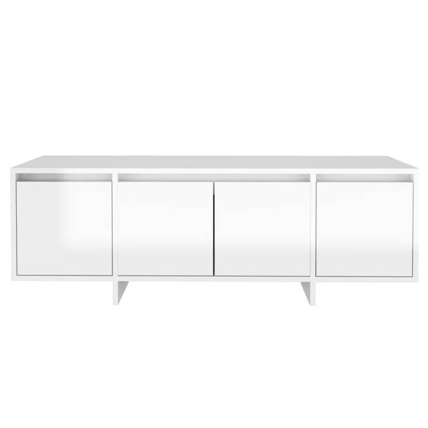 The Living Store TV-meubel - wit hoogglans - 120 x 30 x 40.5 cm - 4 deuren