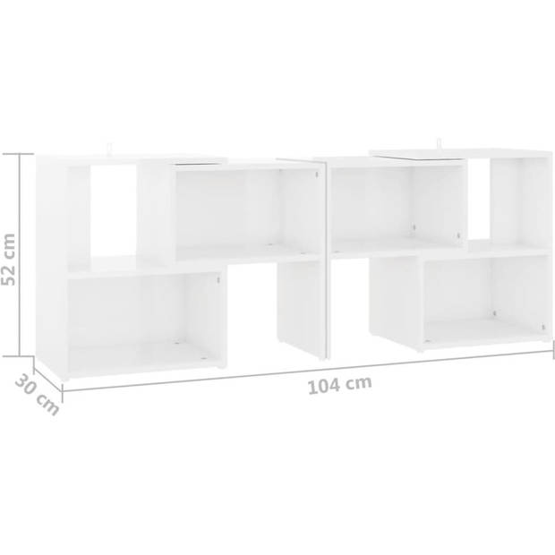 The Living Store TV-meubel - Modulair ontwerp - Hoogglans wit - Spaanplaat - 104 x 30 x 52 cm