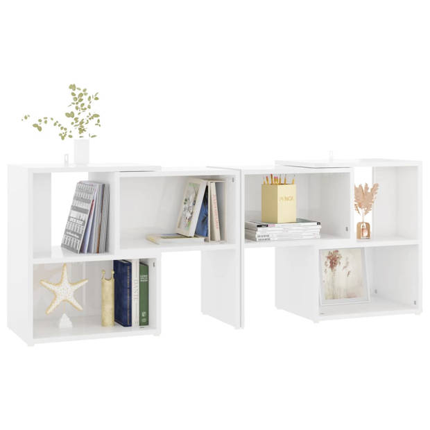 The Living Store TV-meubel - Modulair ontwerp - Hoogglans wit - Spaanplaat - 104 x 30 x 52 cm