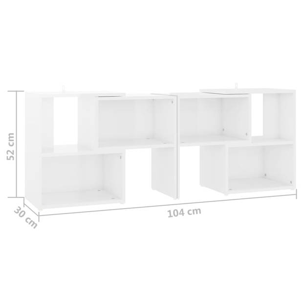 The Living Store TV-meubel - Modulair ontwerp - Hoogglans wit - Spaanplaat - 104 x 30 x 52 cm