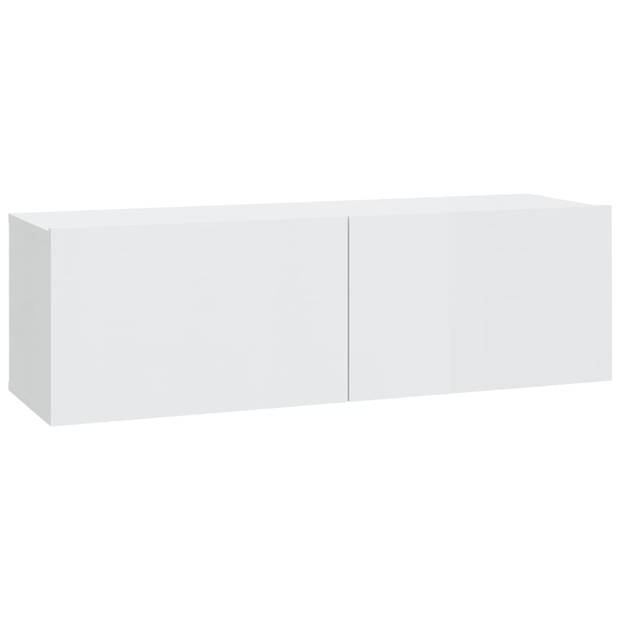 "The Living Store TV meubelset - hoogglans wit - 80x30x30cm / 30.5x30x110cm / 100x30x30cm"