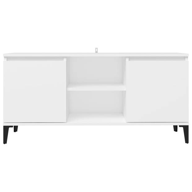 The Living Store TV-meubel Industrieel - 103.5 x 35 x 50 cm - Wit - Bewerkt hout en metaal