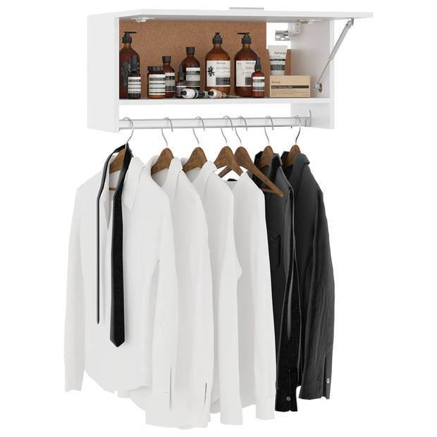 The Living Store Hangkast - Compacte garderobe - Wit - 70 x 32.5 x 35 cm - Met kledingstang