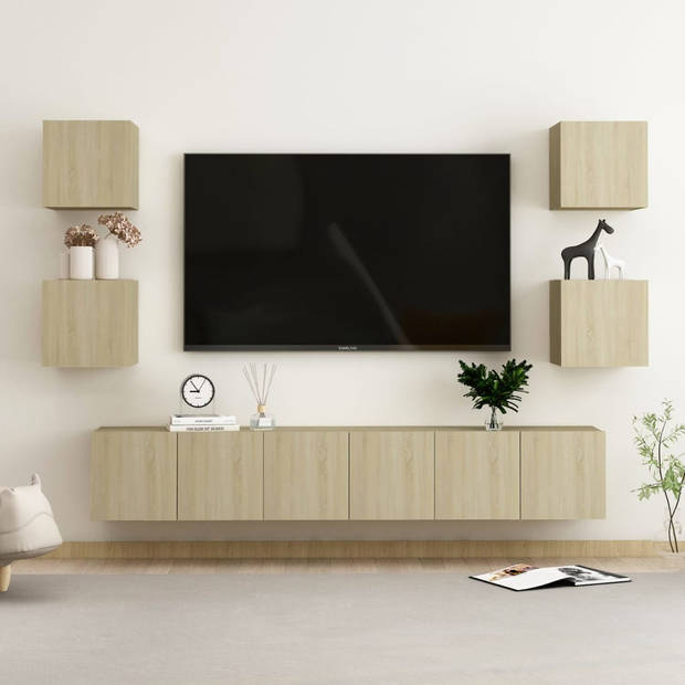 The Living Store TV-meubel - Sonoma eiken - 60 x 30 x 30 cm - 3 x L - 4 x S