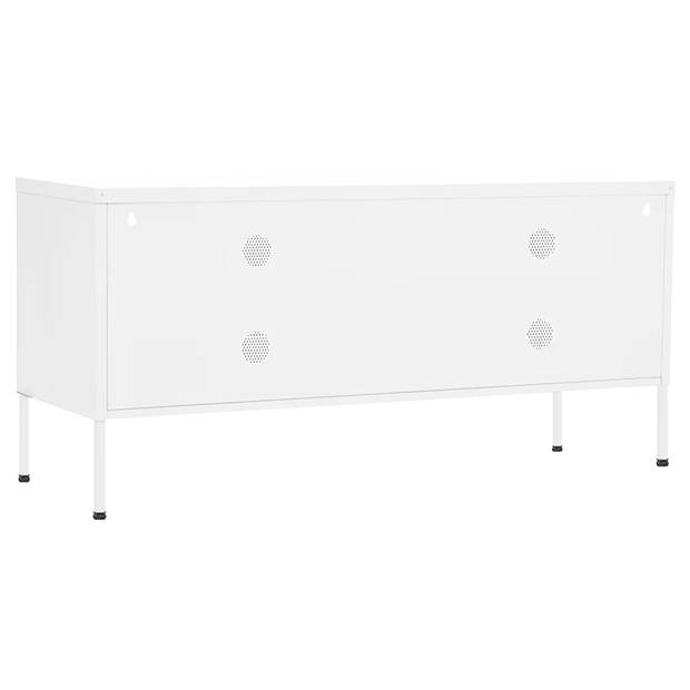 The Living Store Televisiemeubel - 105 x 35 x 50 cm - wit - staal - 2 gaasdeuren - 1 schap - 100 kg draagvermogen