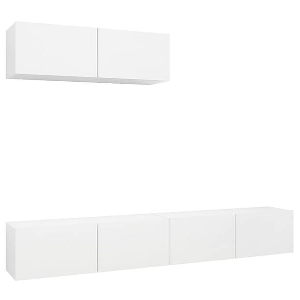 The Living Store TV-meubelset - Muurbevestiging - Wit - 100 x 30 x 30 cm - Spaanplaat