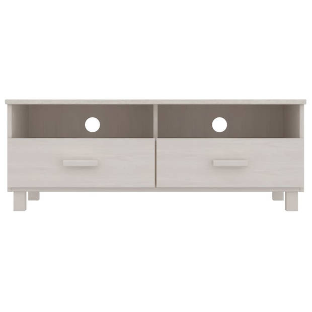 The Living Store HAMAR TV-meubel - 106 x 40 x 40 cm - wit - massief grenenhout en MDF