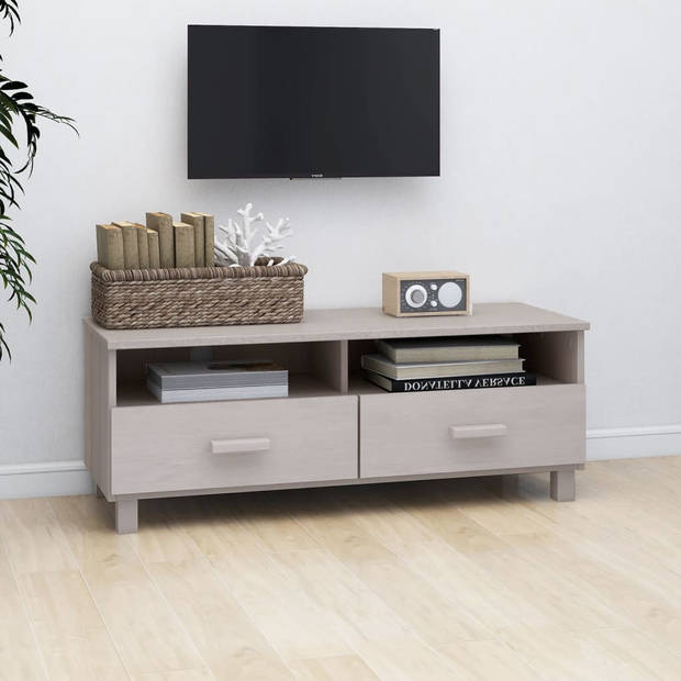 The Living Store HAMAR TV-meubel - 106 x 40 x 40 cm - wit - massief grenenhout en MDF