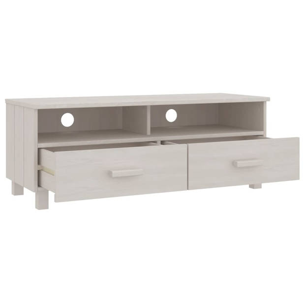 The Living Store HAMAR TV-meubel - 106 x 40 x 40 cm - wit - massief grenenhout en MDF