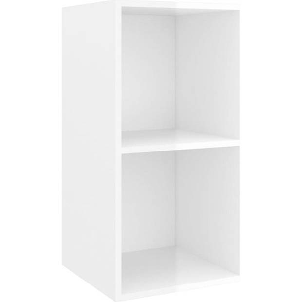 The Living Store TV-meubelset - Stereokasten - Hoogglans wit - 2x 37x37x72 cm - 1x 37x37x107 cm