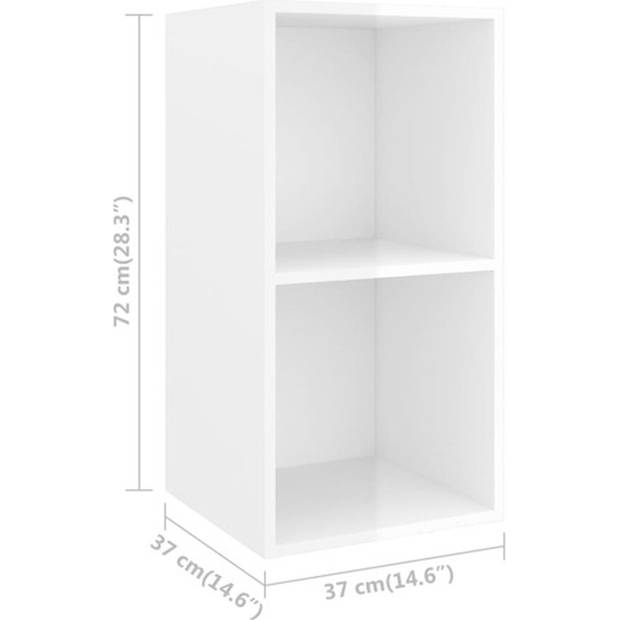 The Living Store TV-meubel set - hoogglans wit - 1x 37x37x72cm + 2x 37x37x107cm - spaanplaat