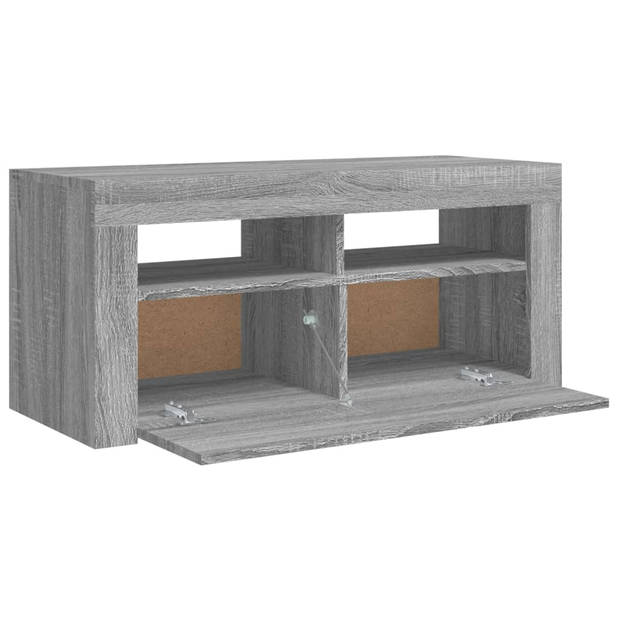The Living Store TV-meubel - Sonoma Eiken - 90x35x40 cm - Met RGB LED-verlichting