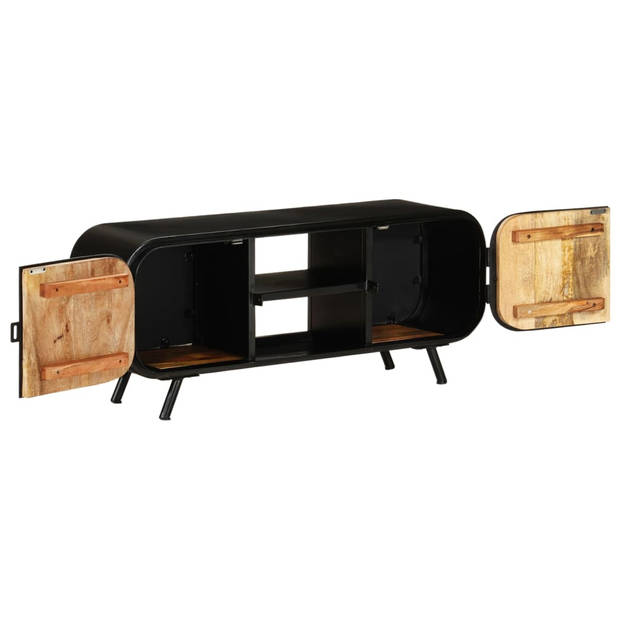 The Living Store Industrieel TV-Meubel - 110x30x45 cm - Ruw Mangohout en IJzer