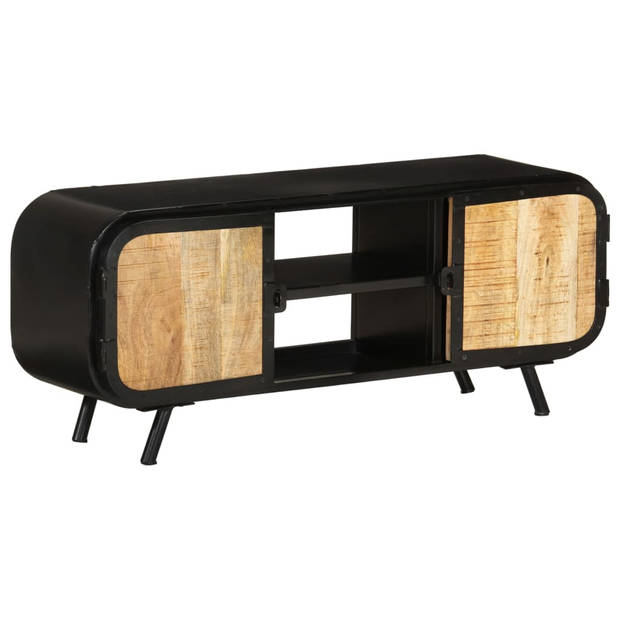 The Living Store Industrieel TV-Meubel - 110x30x45 cm - Ruw Mangohout en IJzer