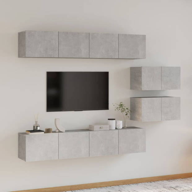 The Living Store TV meubelset - betongrijs - 4x 80x30x30cm / 2x 60x30x30cm