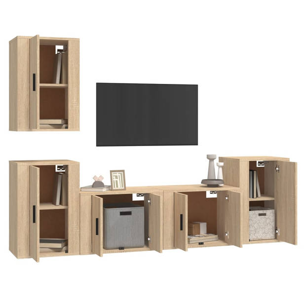 The Living Store Televisiekast set - Sonoma Eiken - 2x 57x34.5x40 cm - 3x 40x34.5x60 cm