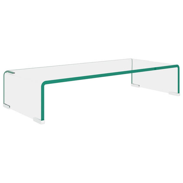 The Living Store TV-meubel Glas - 60 x 25 x 11 cm - Gehard glas - Multimedia opbergen - Transparant