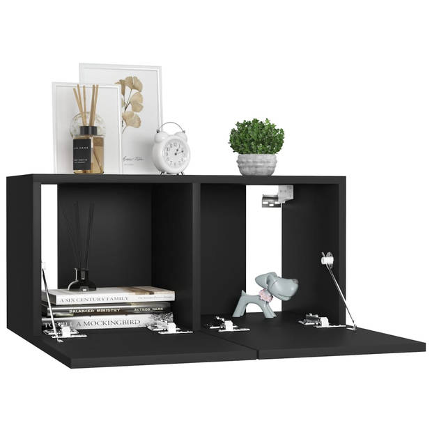 The Living Store TV-meubel Stereokast - zwart spaanplaat - 60x30x30 cm (L) / 30.5x30x60 cm (M) - Montage vereist - 4x
