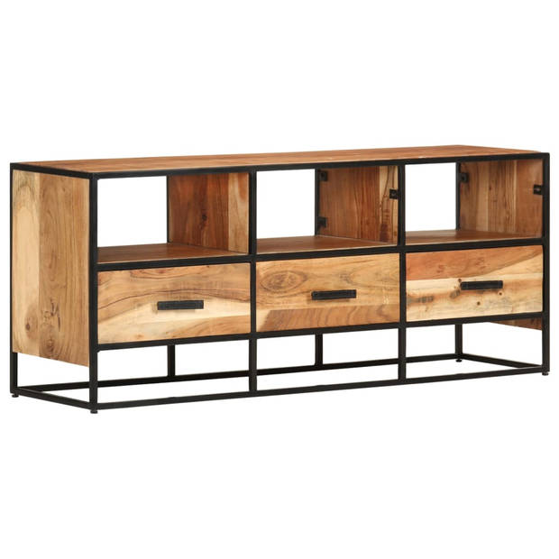 The Living Store TV-meubel Industrial - 110 x 30 x 45 cm - Massief acaciahout met natuurlijke afwerking - Inclusief 3