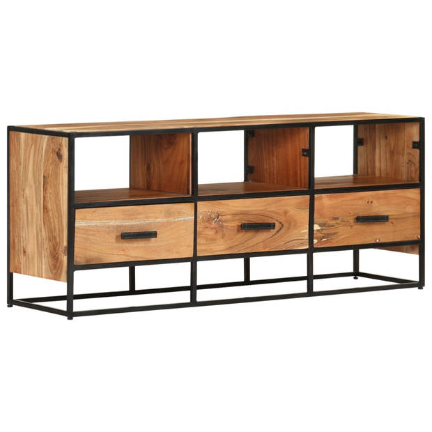 The Living Store TV-meubel Industrial - 110 x 30 x 45 cm - Massief acaciahout met natuurlijke afwerking - Inclusief 3