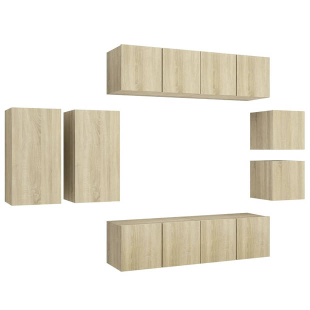 The Living Store Stereokasten TV Meubelset - Sonoma Eiken - 2x 30.5x30x30cm - 2x 30.5x30x60cm - 4x 60x30x30cm