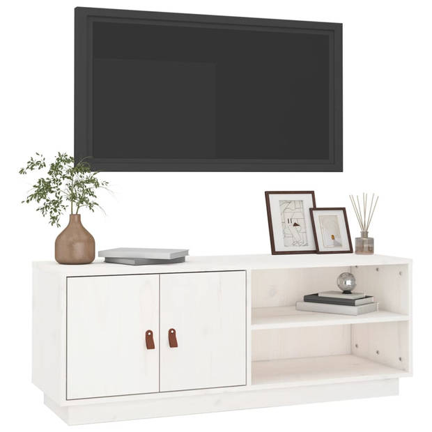 The Living Store TV-meubel Grenenhout - Media-kast 105x34x40cm - Wit