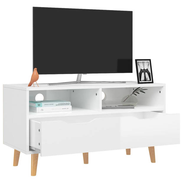 The Living Store TV-meubel Stereokast - hoogglans wit - 90 x 40 x 48.5 cm - Montage vereist