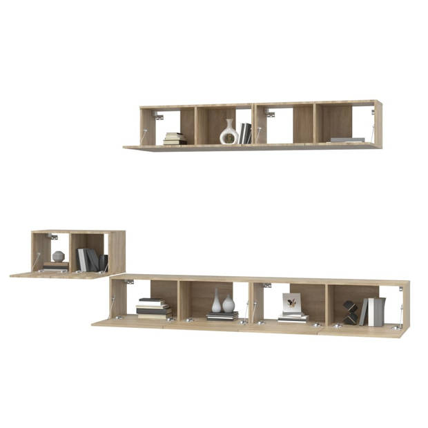 The Living Store Televisiemeubelset - Sonoma eiken - 60x30x30cm - 2x 100x30x30cm - 2x 80x30x30cm