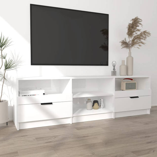 The Living Store TV-meubel LED - 150 x 33.5 x 45 cm - Hoogglans wit