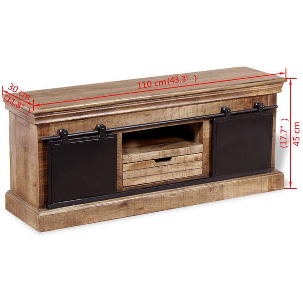 vidaXL Tv-meubel met 2 schuifdeuren 110x30x45 cm massief mangohout