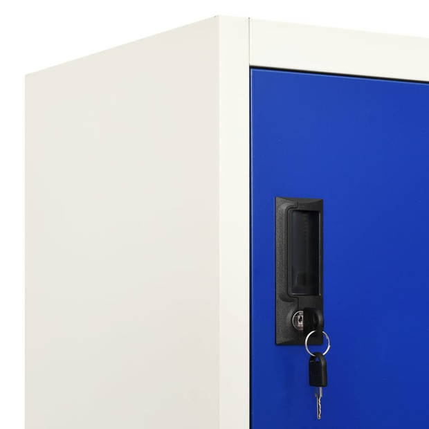 The Living Store Lockerkast Opbergkast - 90 x 40 x 180 cm - Grijs/Blauw