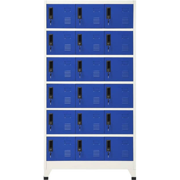 The Living Store Lockerkast Opbergkast - 90 x 40 x 180 cm - Grijs/Blauw