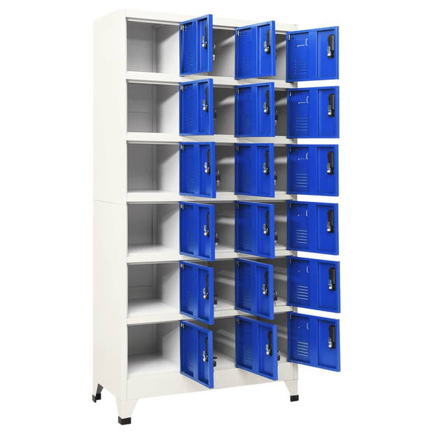 The Living Store Lockerkast Opbergkast - 90 x 40 x 180 cm - Grijs/Blauw