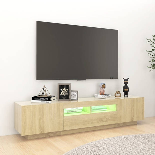 The Living Store TV-meubel Sonoma Eiken - 180 x 35 x 40 cm - RGB LED-verlichting