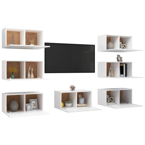 The Living Store TV-meubelset - Hangend - Spaanplaat - Wit - 30.5 x 30 x 60 cm