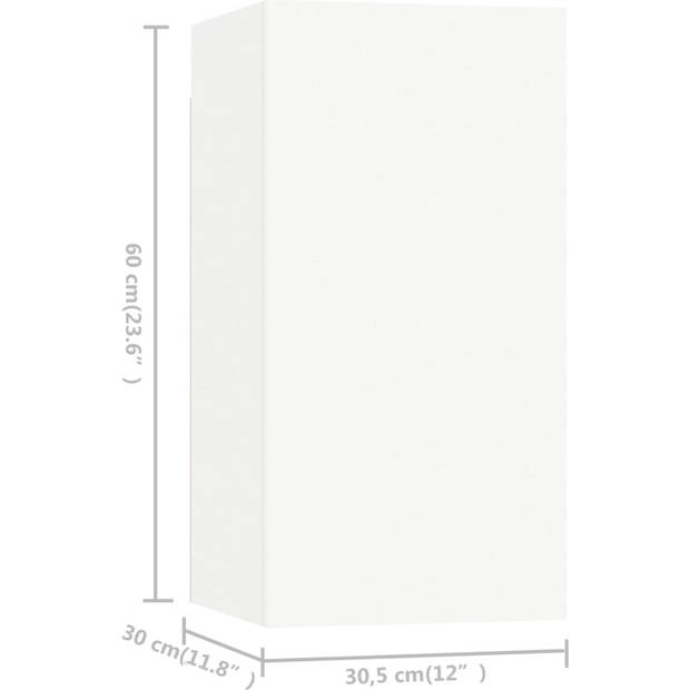 The Living Store TV-meubelset - Hangend - Spaanplaat - Wit - 30.5 x 30 x 60 cm