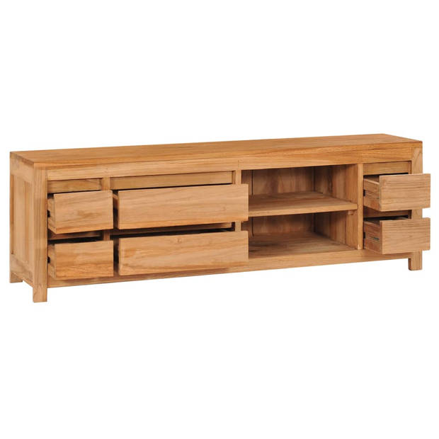 The Living Store TV-meubel Rustiek Teakhout - 120x30x40 cm - Met lades en vakken